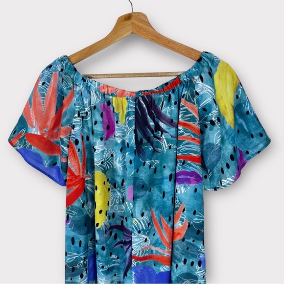 Anthropologie Christina Economou Pacific Off the Shoulder Midi Shift Dress XS - Picture 9 of 13